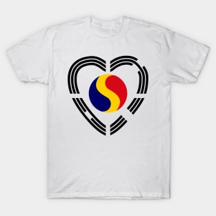 Korean Romanian Multinational Patriot Flag Series (Heart) T-Shirt